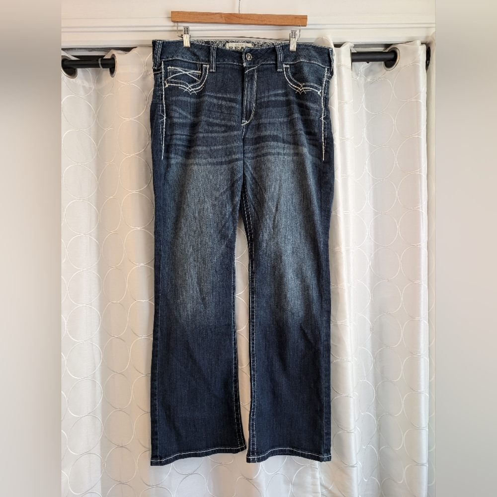 NEW Ariat R.E.A.L. Mid Rise Stretch Entwined Boot Cut Jean 34R Western Cowgirl